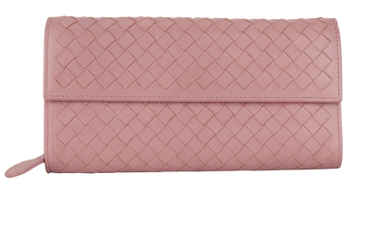 Bottega Veneta Intrecciato Continental Wallet, &pound;130, Accessories, Pink, Leather, Front view